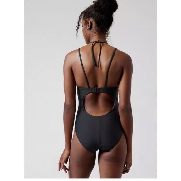 ATHLETA Keyhole One‎ Piece Swimsuit XSP Black NWT #511635 - Picture 2 of 8
